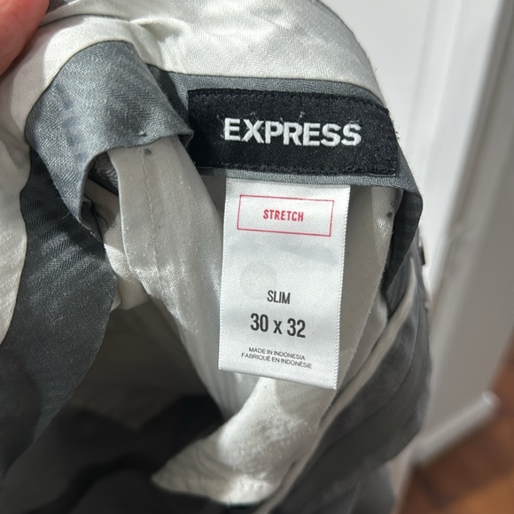 Express Men’s Stretch Slim Trousers - Grey (30 x 32) - Picture 4 of 5